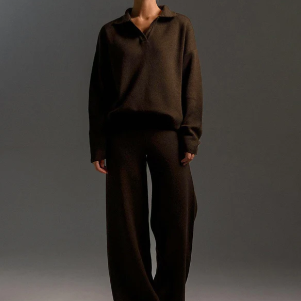 Lounge Set | Oversized Pullover | Wide Leg | Knit Two-Piece Set | Women's Loungewear-Grace Aura