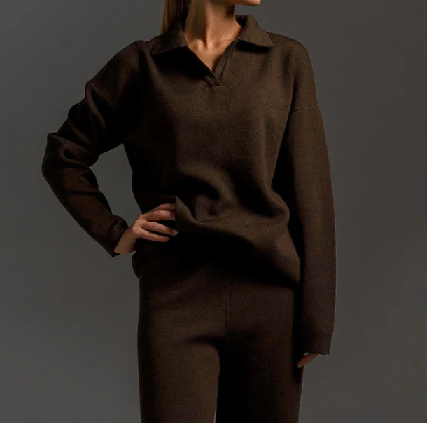 Lounge Set | Oversized Pullover | Wide Leg | Knit Two-Piece Set | Women's Loungewear-Grace Aura