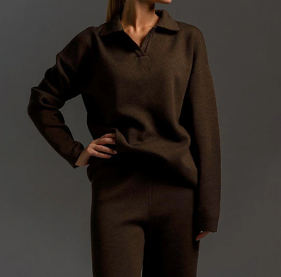 Lounge Set | Oversized Pullover | Wide Leg | Knit Two-Piece Set | Women's Loungewear-Grace Aura