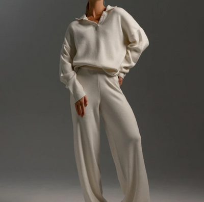 Lounge Set | Oversized Pullover | Wide Leg | Knit Two-Piece Set | Women's Loungewear-Grace Aura