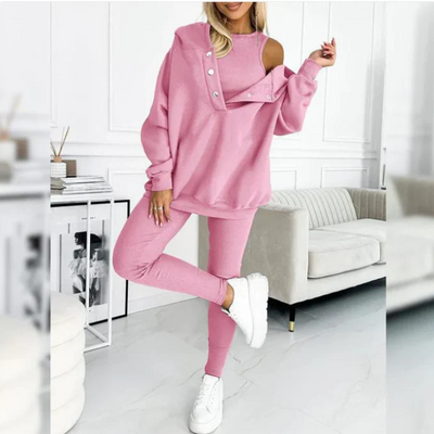 Lounge Set - Women's Cozy Oversized Hoodie and Leggings Two-Piece Set-Grace Aura