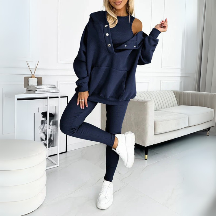 Lounge Set - Women's Cozy Oversized Hoodie and Leggings Two-Piece Set-Grace Aura