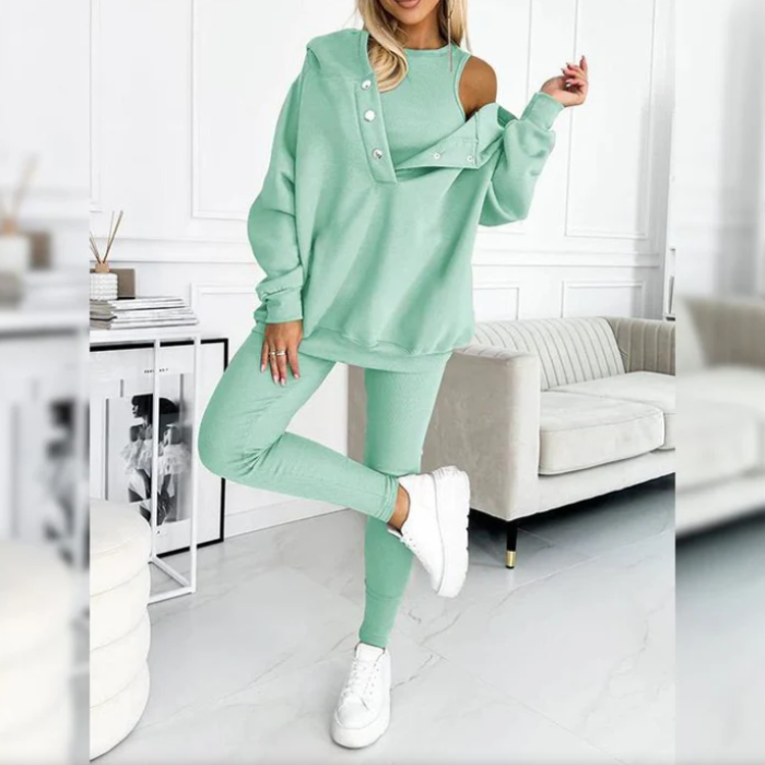 Lounge Set - Women's Cozy Oversized Hoodie and Leggings Two-Piece Set-Grace Aura