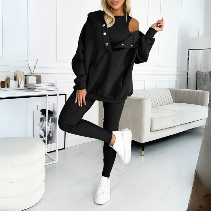 Lounge Set - Women's Cozy Oversized Hoodie and Leggings Two-Piece Set-Grace Aura