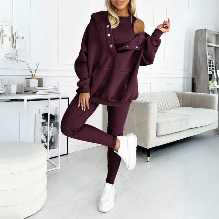 Lounge Set - Women's Cozy Oversized Hoodie and Leggings Two-Piece Set-Grace Aura