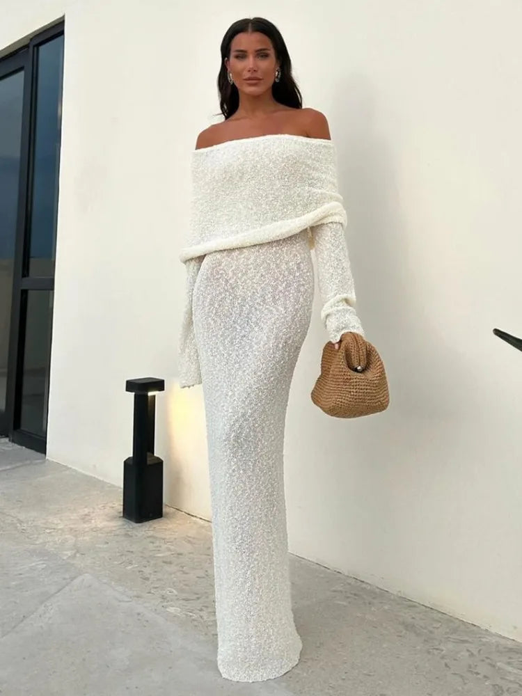 Mara - Glam Knitted Dress for Summer Vacation-Grace Aura