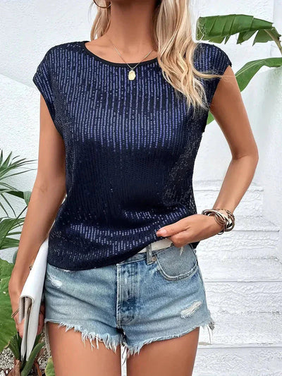 Marisa Sequin Top | Women's sleeveless glittery blouse-Grace Aura