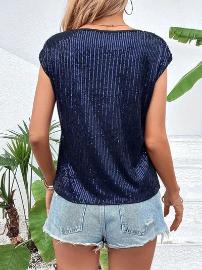 Marisa Sequin Top | Women's sleeveless glittery blouse-Grace Aura