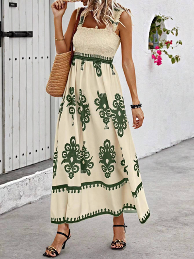 Maxi Dress - Shirred - A-Line - Boho Dress - Summer Dress -Grace Aura