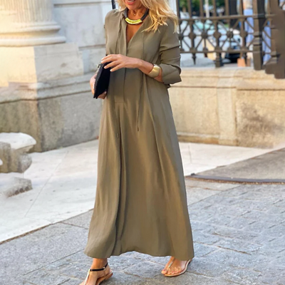 Maxi Dress - Women's Casual Long Sleeve Loose Fit Dress-Grace Aura