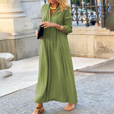 Maxi Dress - Women's Casual Long Sleeve Loose Fit Dress-Grace Aura