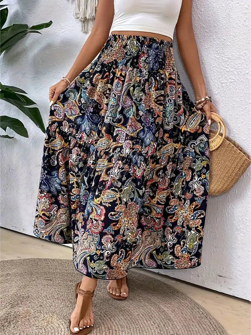 Maxi Skirt - Patterned-Grace Aura