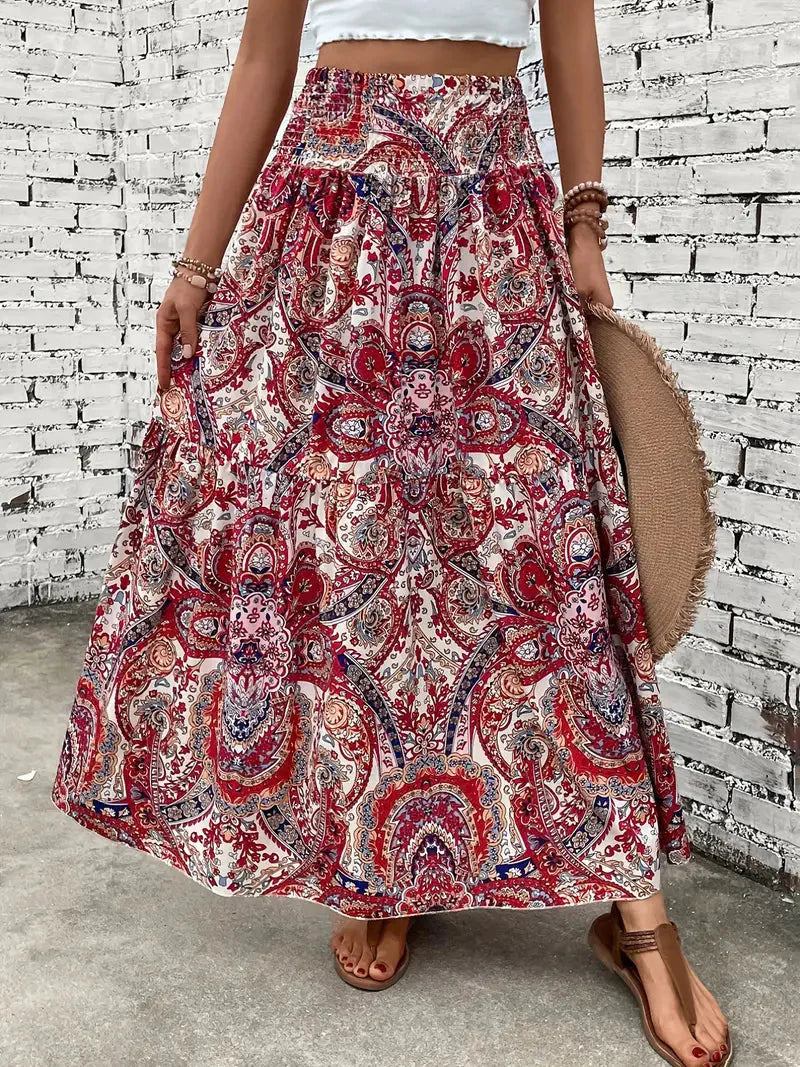 Maxi Skirt - Patterned-Grace Aura