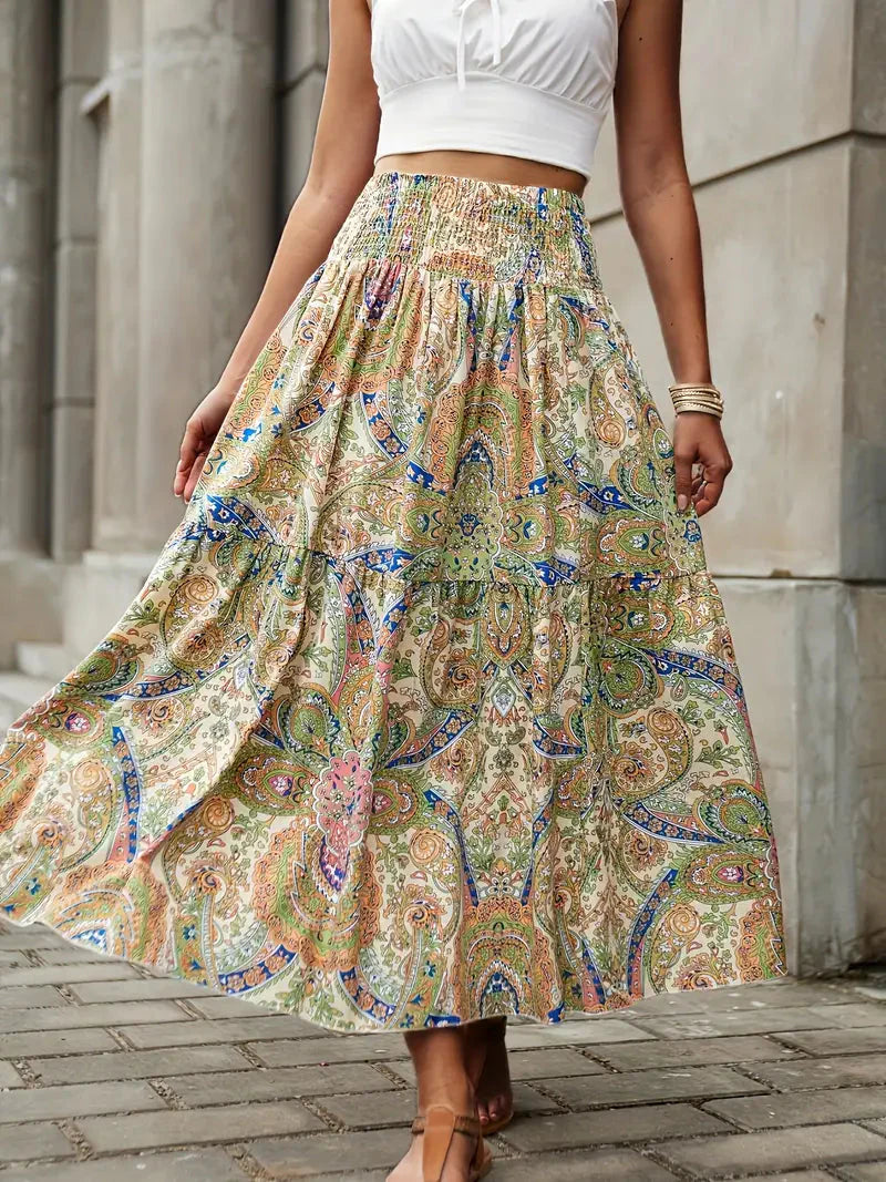 Maxi Skirt - Patterned-Grace Aura