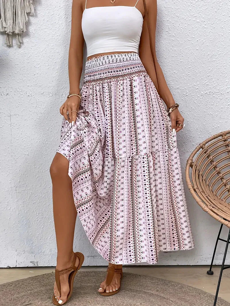 Maxi Skirt - Patterned-Grace Aura