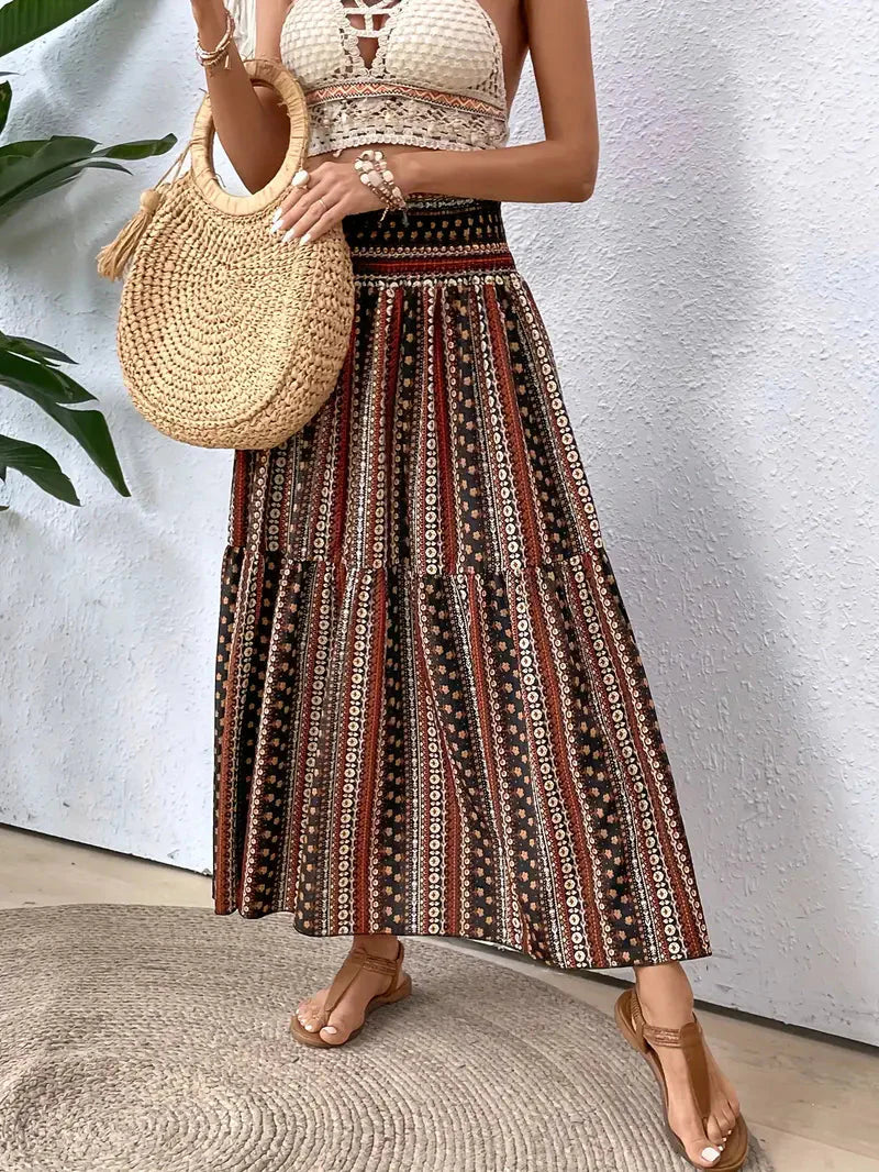 Maxi Skirt - Patterned-Grace Aura