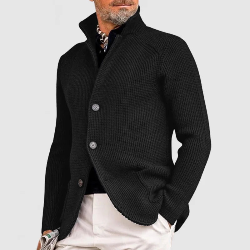 Men's Cardigan | Button-Up | Standing Collar | Knit Cardigan | Cardigan Jacket-Grace Aura