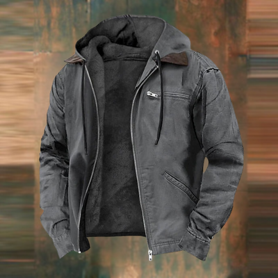 Men's Jacket | Fleece Lined | Zip-Up | Hooded Jacket | Autumn Jacket-Grace Aura