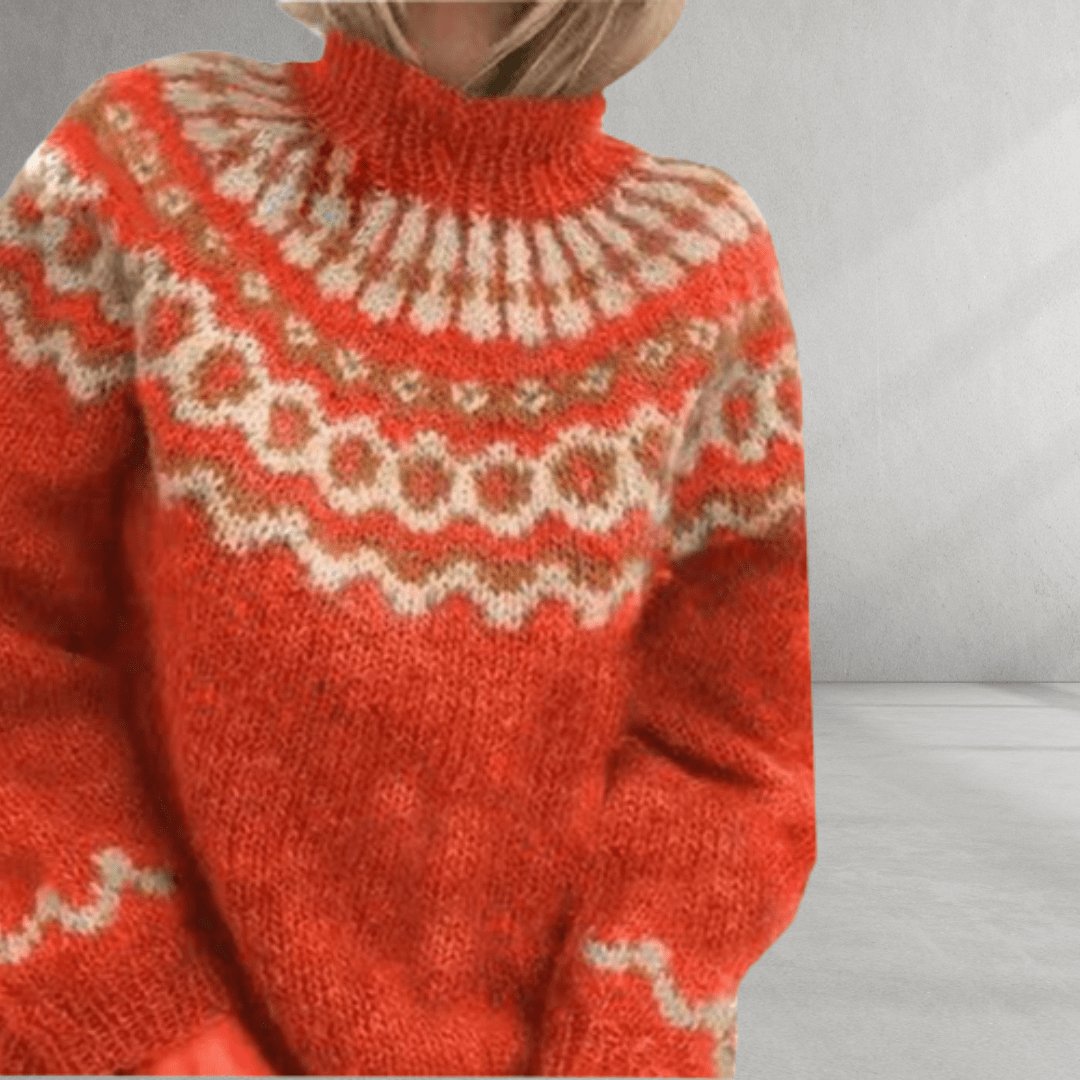 Nordic Knit Pattern Sweater-Grace Aura