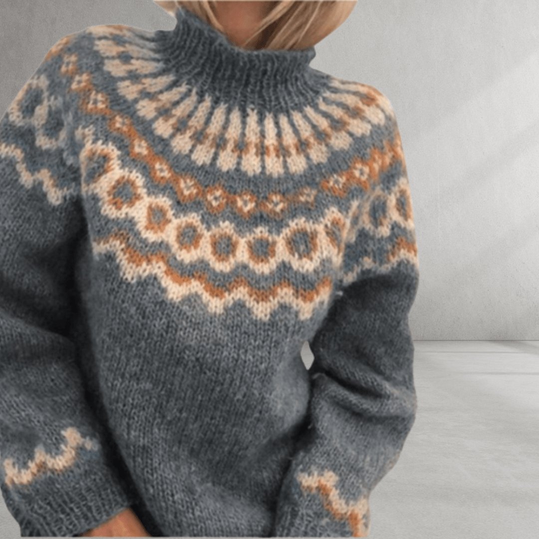 Nordic Knit Pattern Sweater-Grace Aura