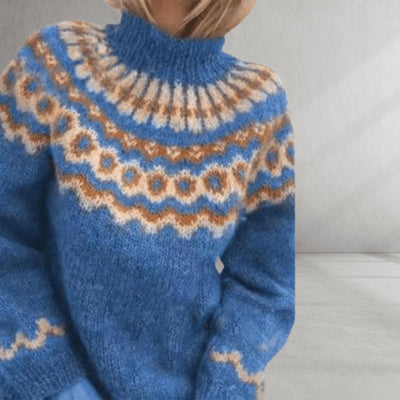 Nordic Knit Pattern Sweater-Grace Aura