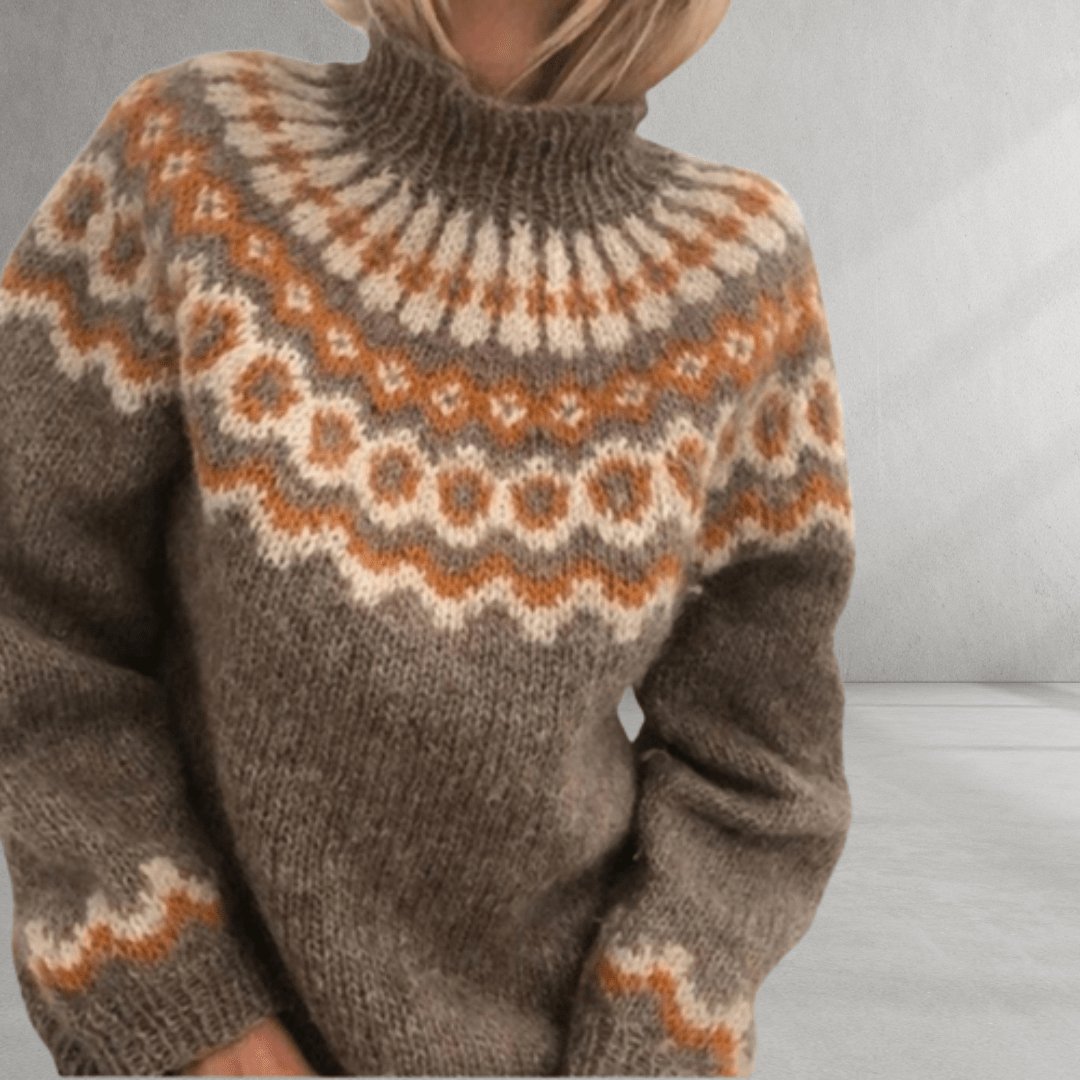 Nordic Knit Pattern Sweater-Grace Aura