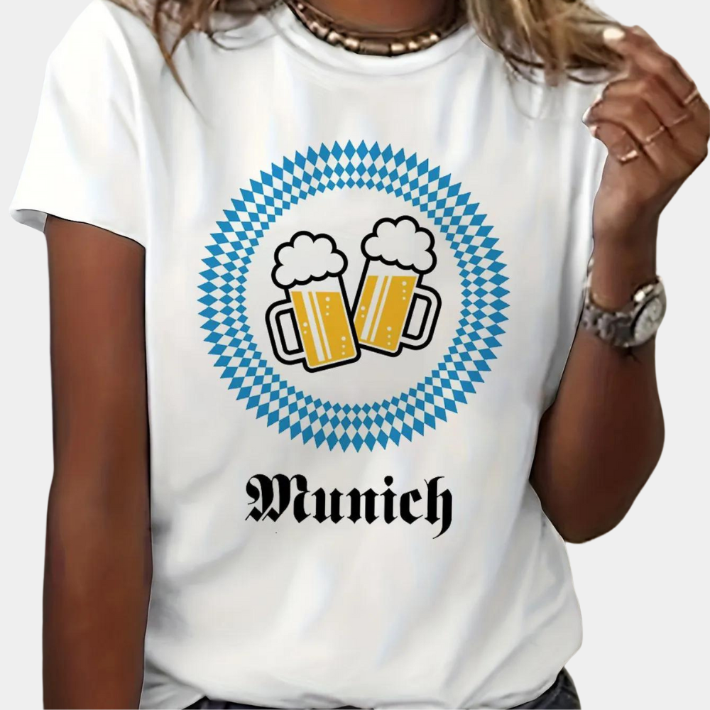 Octoberfest T-Shirt - Women's Short Sleeve Crew Neck Octoberfest Shirts -Grace Aura