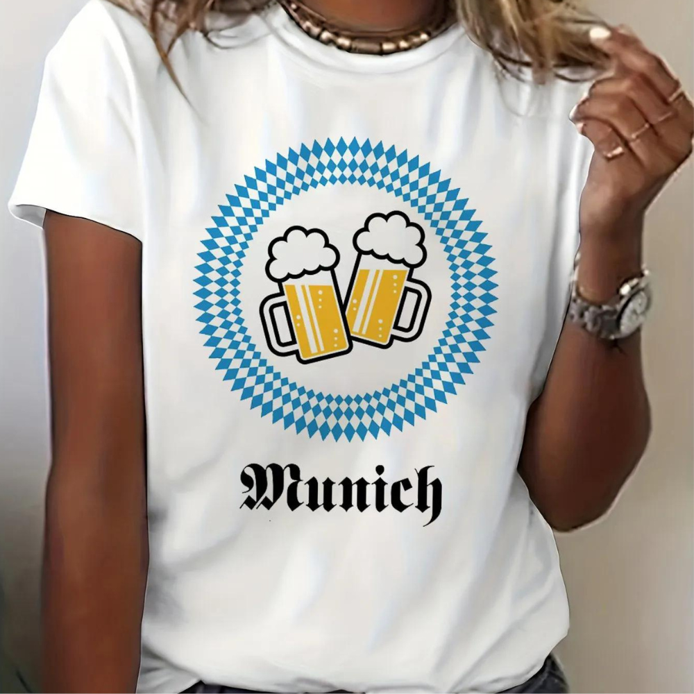 Octoberfest T-Shirt - Women's Short Sleeve Crew Neck Octoberfest Shirts -Grace Aura