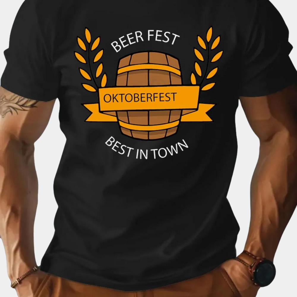 Oktoberfest T-Shirt | Short Sleeve | Crew Neck | Printed Shirt | Men's T-Shirt-Grace Aura