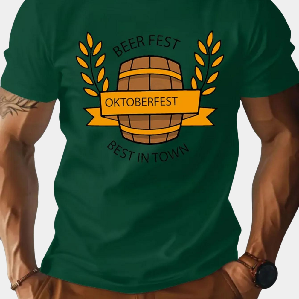 Oktoberfest T-Shirt | Short Sleeve | Crew Neck | Printed Shirt | Men's T-Shirt-Grace Aura