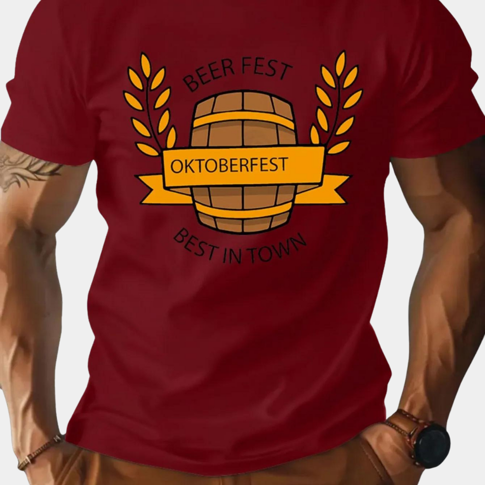 Oktoberfest T-Shirt | Short Sleeve | Crew Neck | Printed Shirt | Men's T-Shirt-Grace Aura