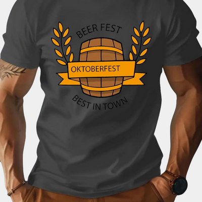 Oktoberfest T-Shirt | Short Sleeve | Crew Neck | Printed Shirt | Men's T-Shirt-Grace Aura