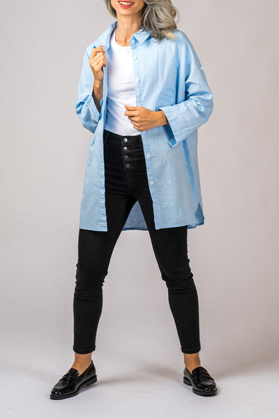 Oversized Blouse - Long Sleeve - Loose Fit - Button-Up Shirt - Women's Oversized Shirt-Grace Aura