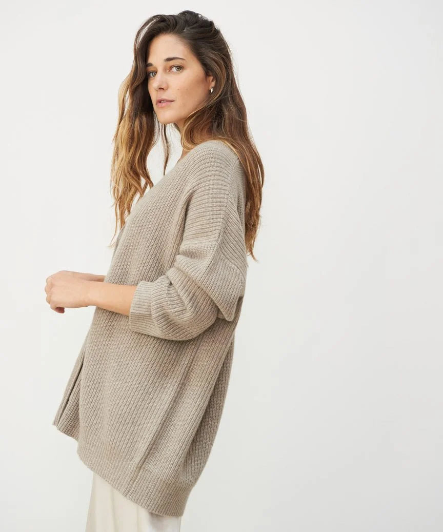 Oversized Cardigan | Button-Up | V-Neck | Knitted Cardigan | Women's Cardigan-Grace Aura