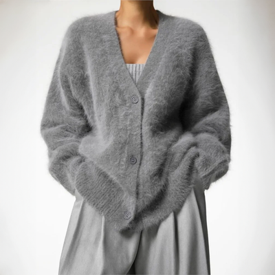 Oversized Cardigan | Cozy | Button-Up | Fluffy Cardigan | Women's Knitwear-Grace Aura