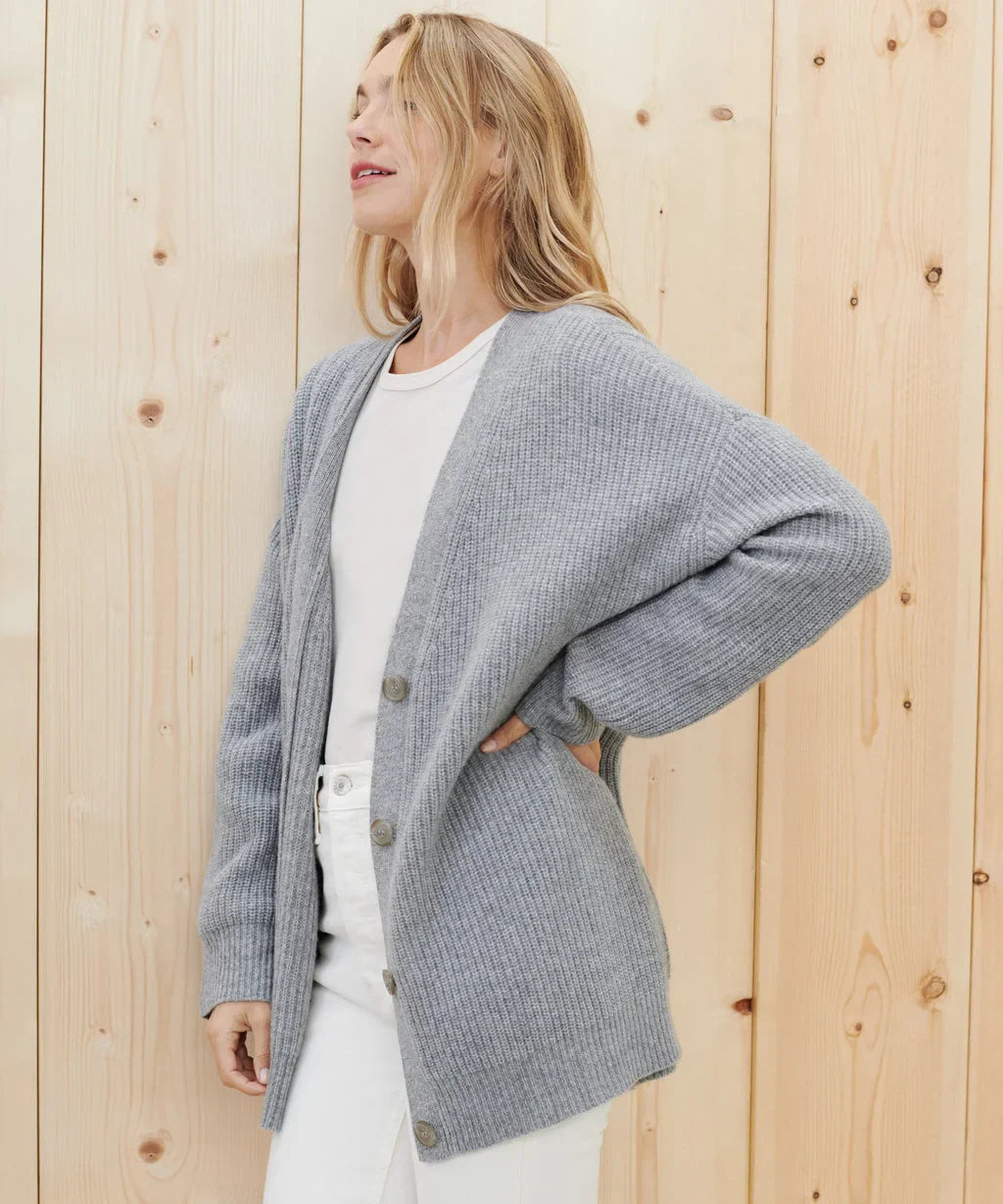 Oversized Cardigan - V-Neck - Button-Up - Knitted Cardigan - Women's Clothing-Grace Aura