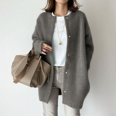 Oversized Cardigan - Women's Cozy Botton-Up Long Knitted Cardigan Jacket-Grace Aura