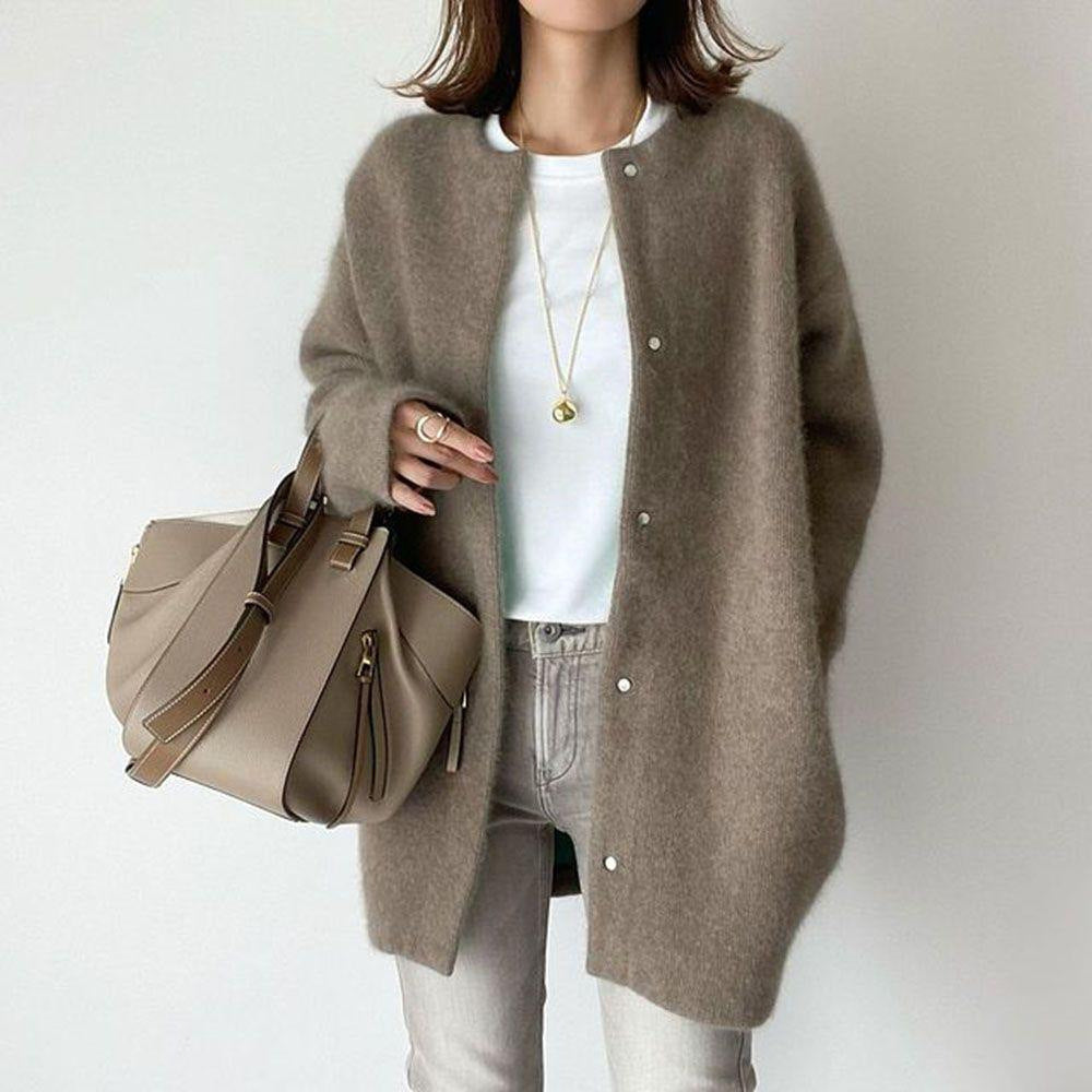 Oversized Cardigan - Women's Cozy Botton-Up Long Knitted Cardigan Jacket-Grace Aura