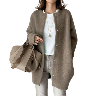 Oversized Cardigan - Women's Cozy Botton-Up Long Knitted Cardigan Jacket-Grace Aura