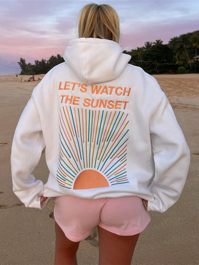 Oversized Hoodie | Sunset | Comfy | Pullover Hoodie | Women's Hoodie-Grace Aura