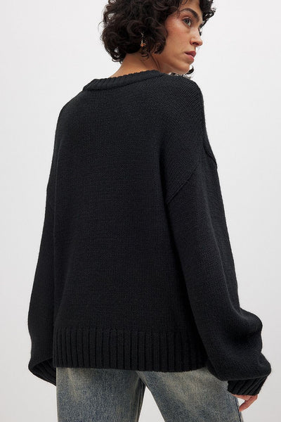 Oversized Pullover | Crew Neck | Loose Fit | Knit Jumper | Women's Knitted Sweater-Grace Aura