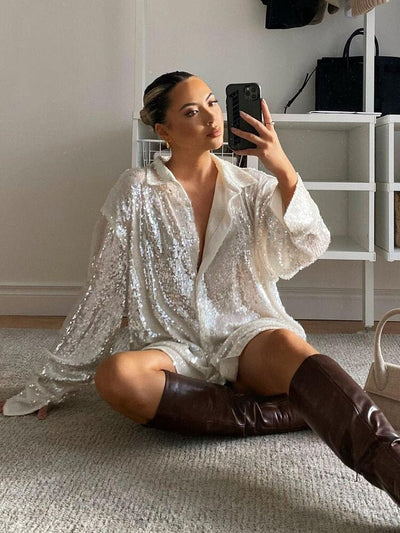 Oversized Sequin Shirt-Grace Aura