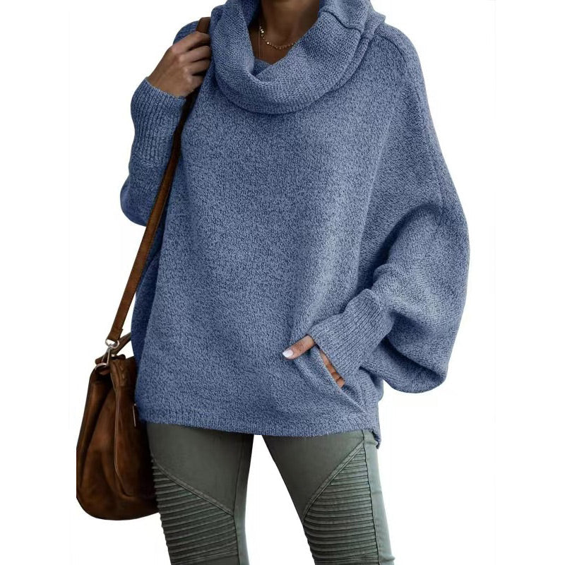 Oversized Sweater - Batsleeve - Turtleneck - Oversized Pullover - Women's Knitwear-Grace Aura