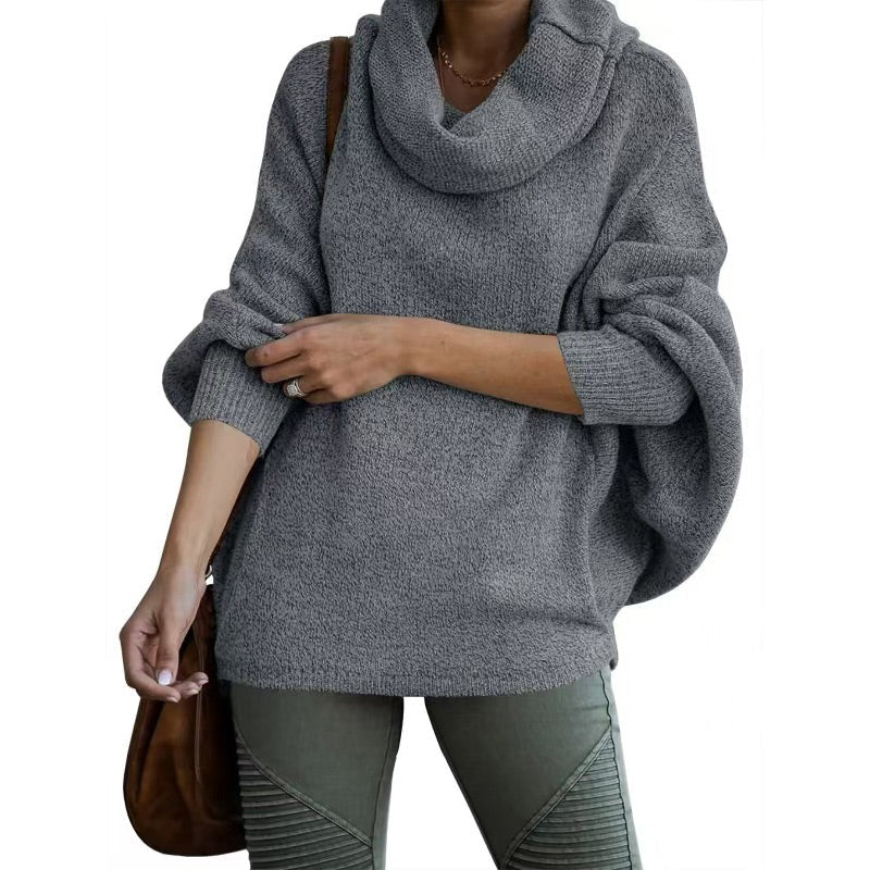 Oversized Sweater - Batsleeve - Turtleneck - Oversized Pullover - Women's Knitwear-Grace Aura