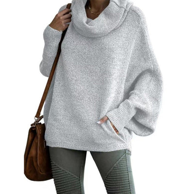 Oversized Sweater - Batsleeve - Turtleneck - Oversized Pullover - Women's Knitwear-Grace Aura