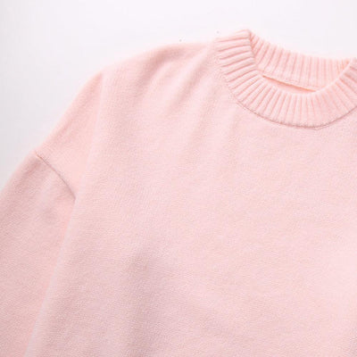 Oversized Sweater - Ladies Warm Pink Knitted Pullover Sweater-Grace Aura