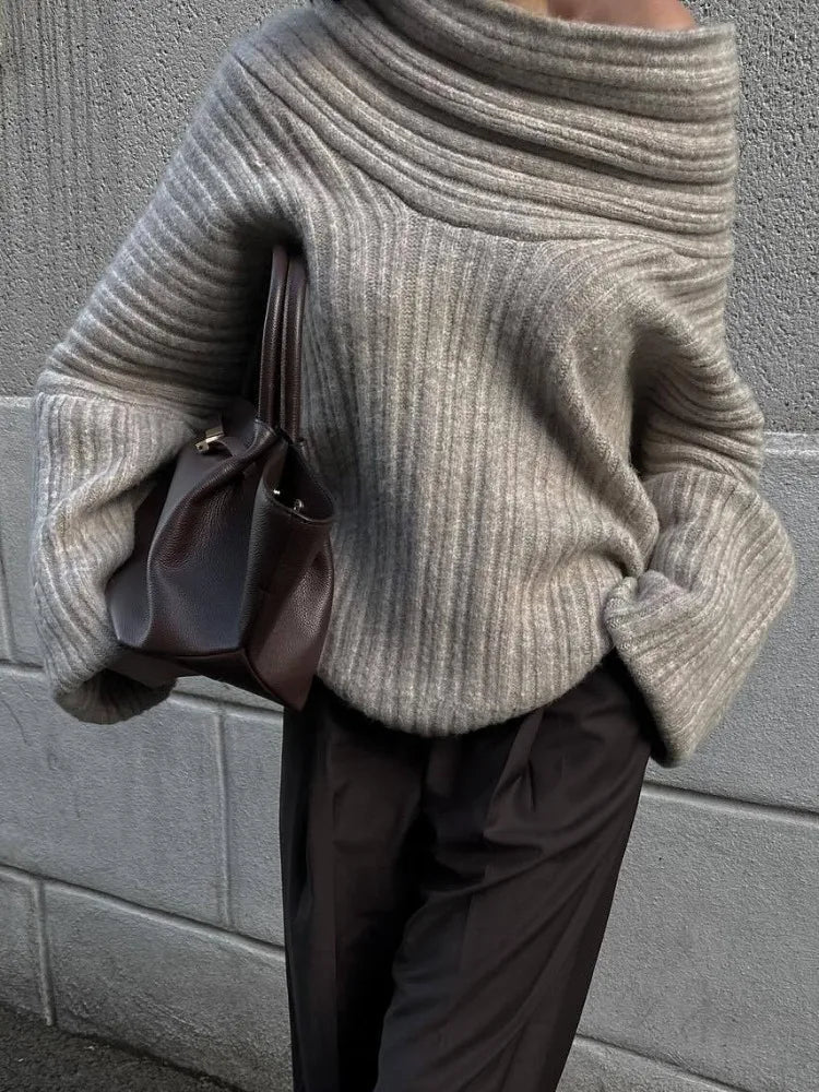 Oversized Sweater | Warm | Knitted | Pullover Sweater | Women's Knitwear-Grace Aura