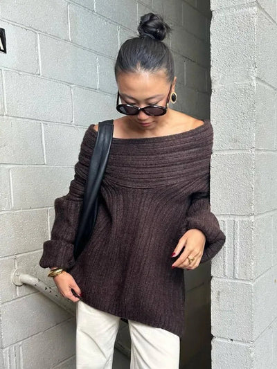 Oversized Sweater | Warm | Knitted | Pullover Sweater | Women's Knitwear-Grace Aura