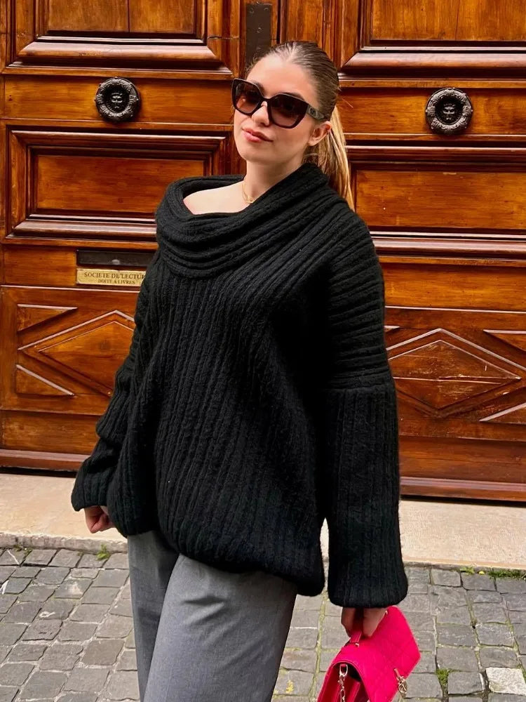 Oversized Sweater | Warm | Knitted | Pullover Sweater | Women's Knitwear-Grace Aura