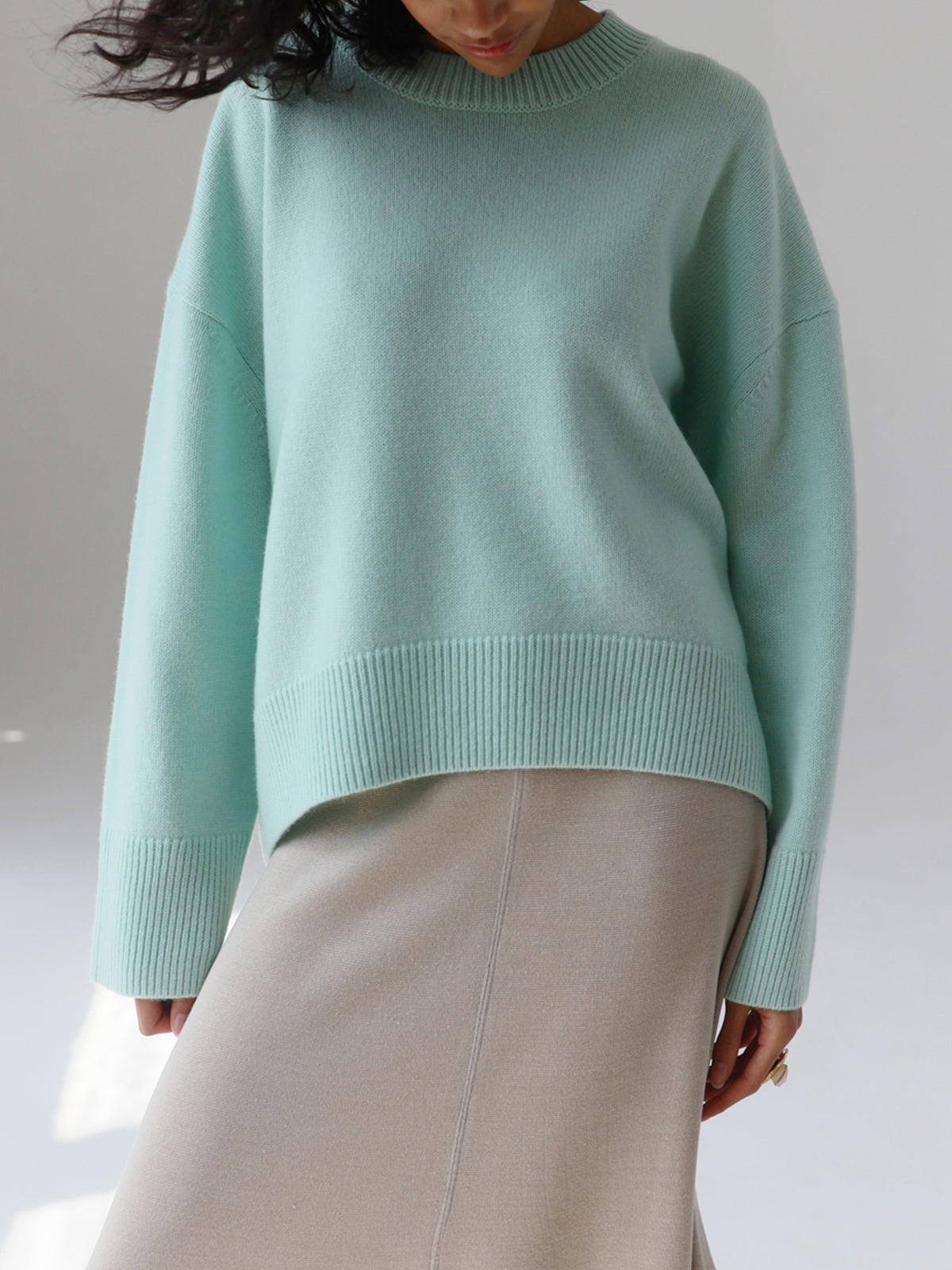 Oversized Sweater - Women's Warm Crew Neck Knitted Pullover Sweater-Grace Aura